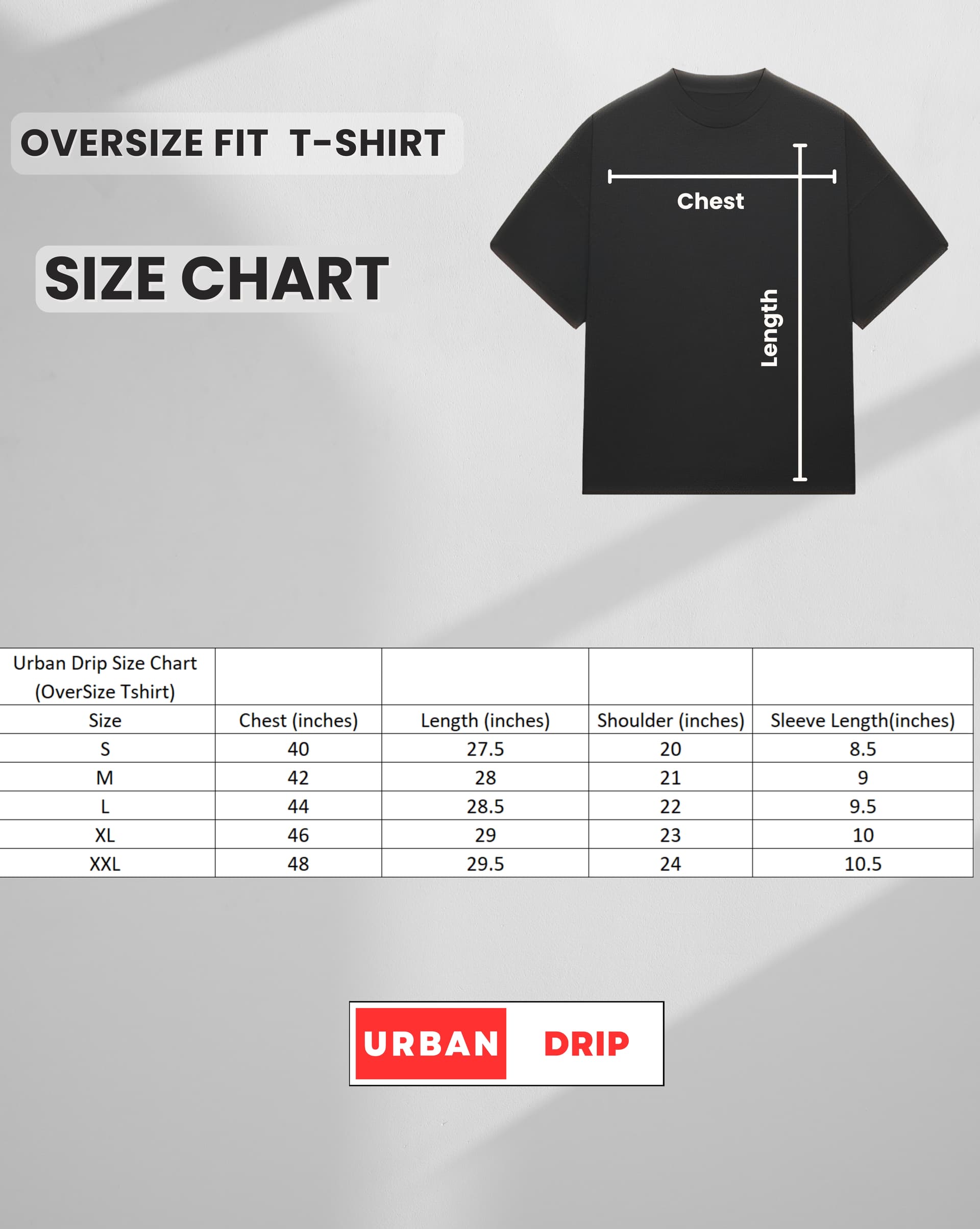Oversized Fit Size Chart