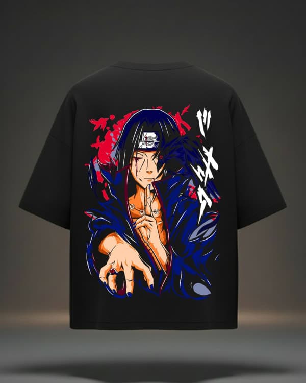 Urban Drip Itachi Uchiha Oversized T-Shirt – Naruto Anime Graphic Tee, Premium Cotton Streetwear