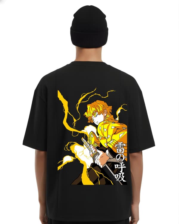 Zenitsu Agatsuma Oversized T-Shirt for Men | Demon Slayer Anime Drop Shoulder Graphic Tee | Urban Drip