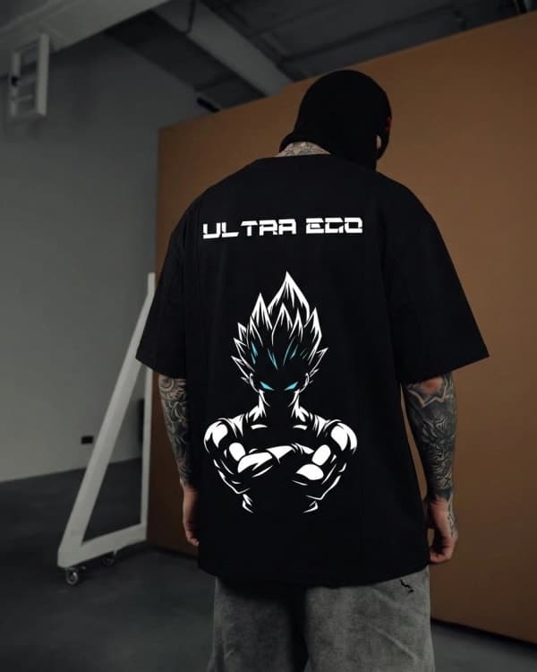 Vegeta Ultra Ego Oversized T-Shirt for Men | Dragon Ball Super Anime Drop Shoulder Tee | Urban Drip