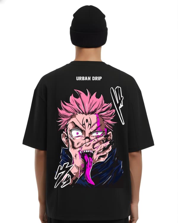 Sukuna Oversized T-Shirt for Men | Jujutsu Kaisen King of Curses Anime Drop Shoulder Tee | Urban Drip