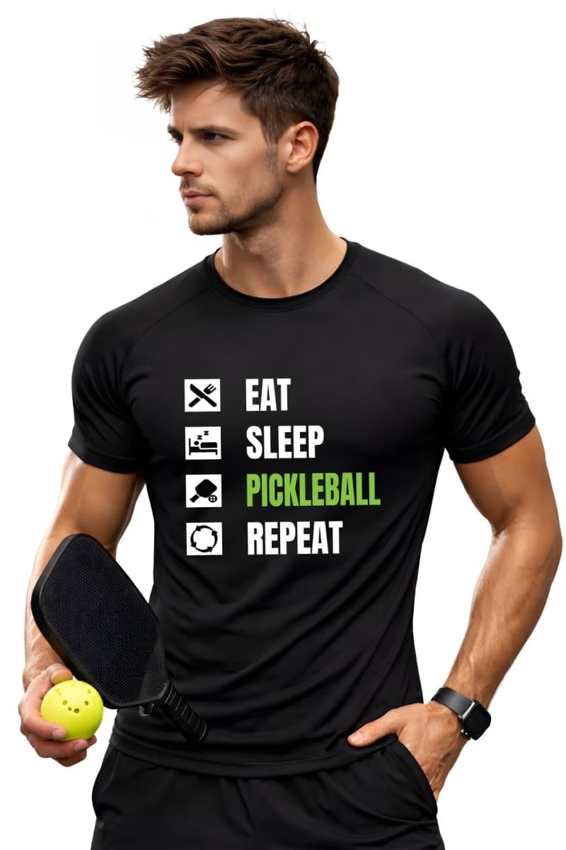 Premium Pickleball Athlete T-Shirt – Breathable Dot Net Fabric Sports Tee for Men and Women | Lightweight Moisture-Wicking Performance Shirt for Training & Matches - Black - image 1