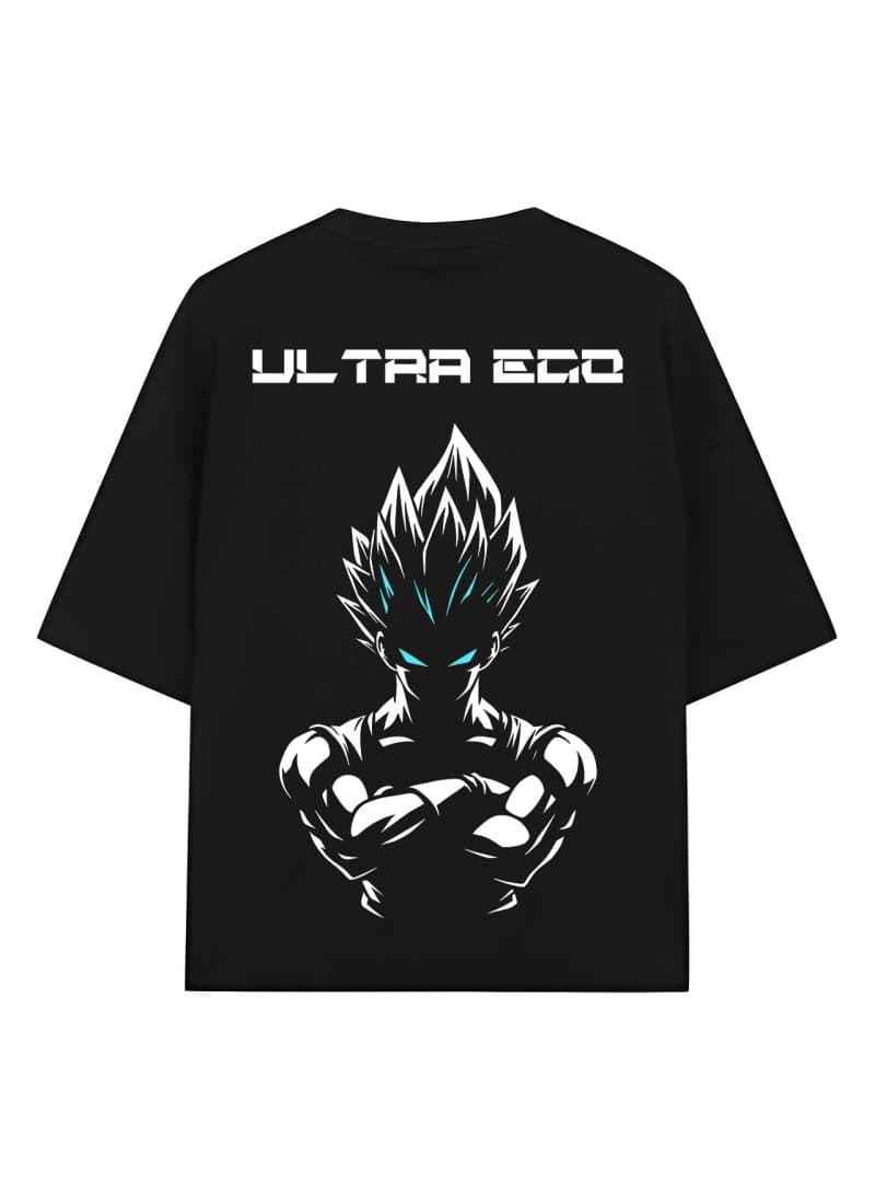 Vegeta Ultra Ego Oversized T-Shirt for Men | Dragon Ball Super Anime Drop Shoulder Tee | Urban Drip - Black - image 1