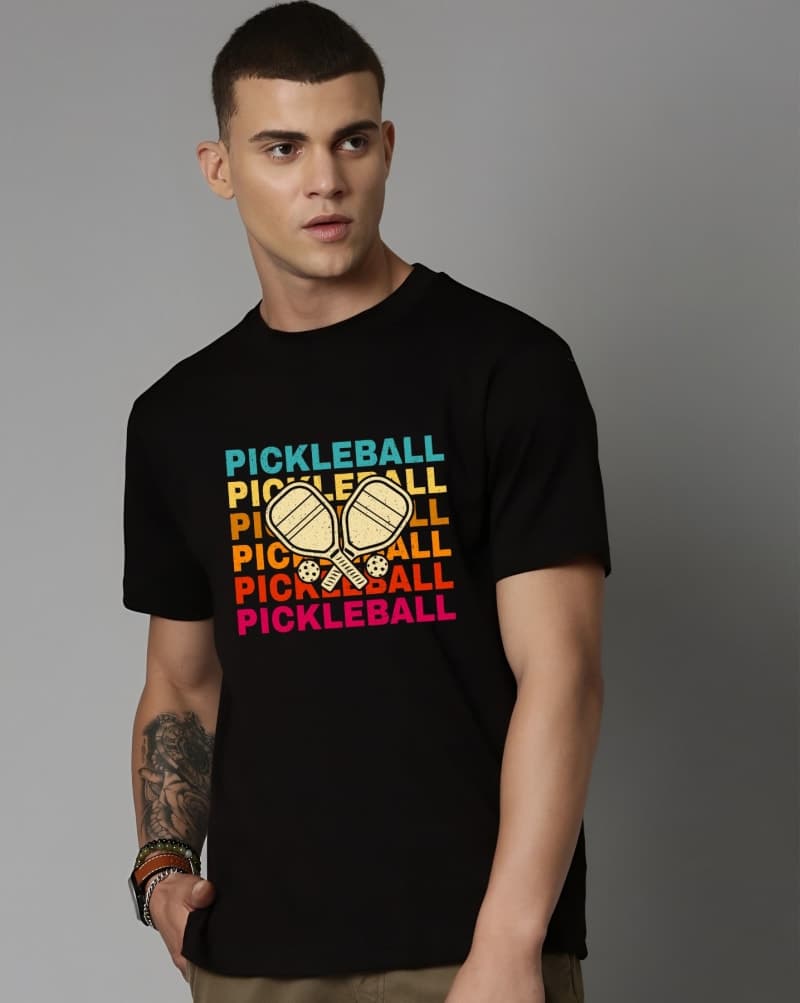 Pickleball Paddle Graphic Tee – Minimalist Sports Design – Urban Drip - Black - image 1