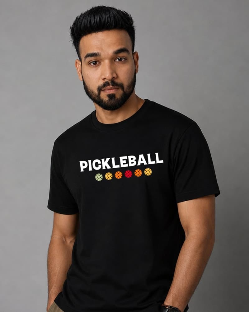 Pickleball Bold Text & Paddle Tee – Athletic Block Design – Urban Drip - Black - image 1