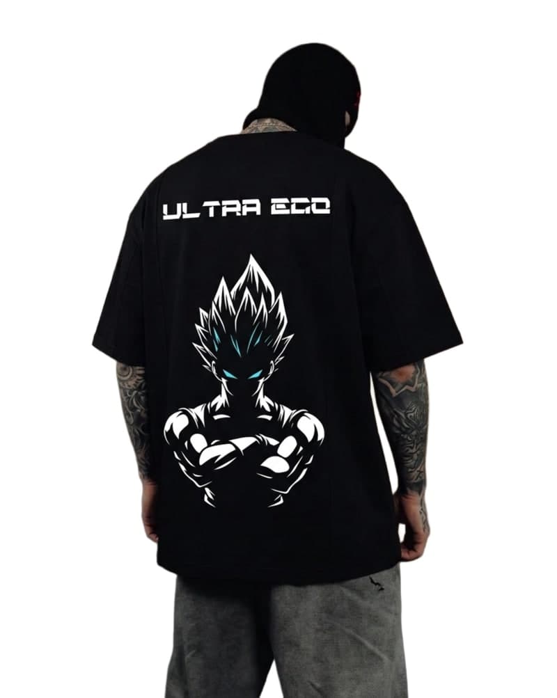 Vegeta Ultra Ego Oversized Anime Tshirt – Urban Drip Dragon Ball Super - Black - image 1