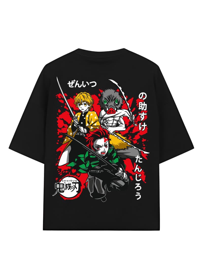 Demon Slayer Squad Oversized Anime Tshirt – Urban Drip Hashira - Black - image 1